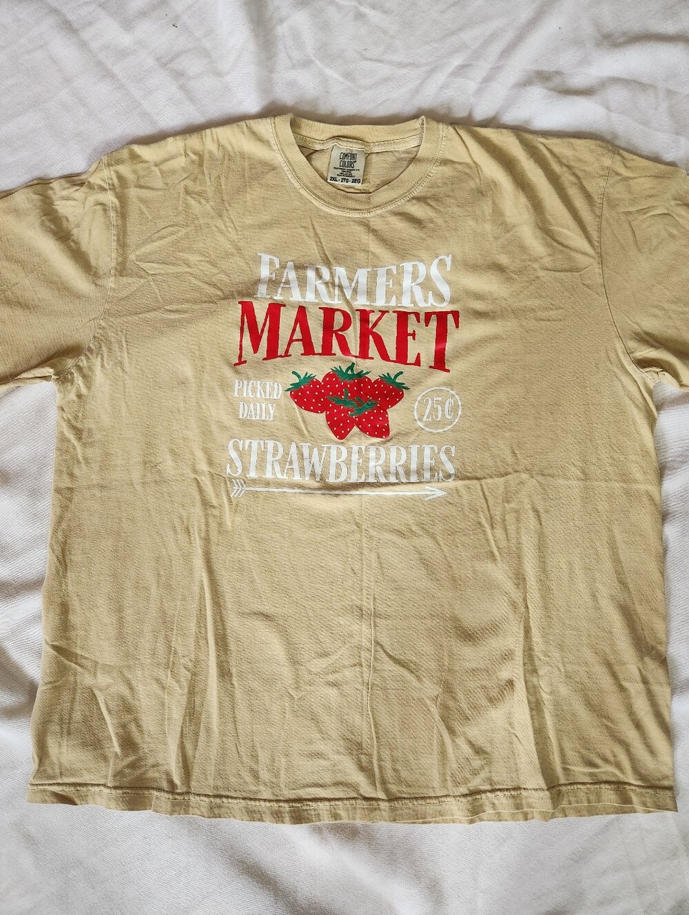 Comfort Colors Farmers Market Strawberry Graphic T Shirt 2XL Beige Heavyweight